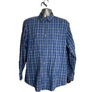 Wrangler‎ Western Shirt Mens XL Blue Plaid Rugged Wear Rodeo Cowboy Equestrian